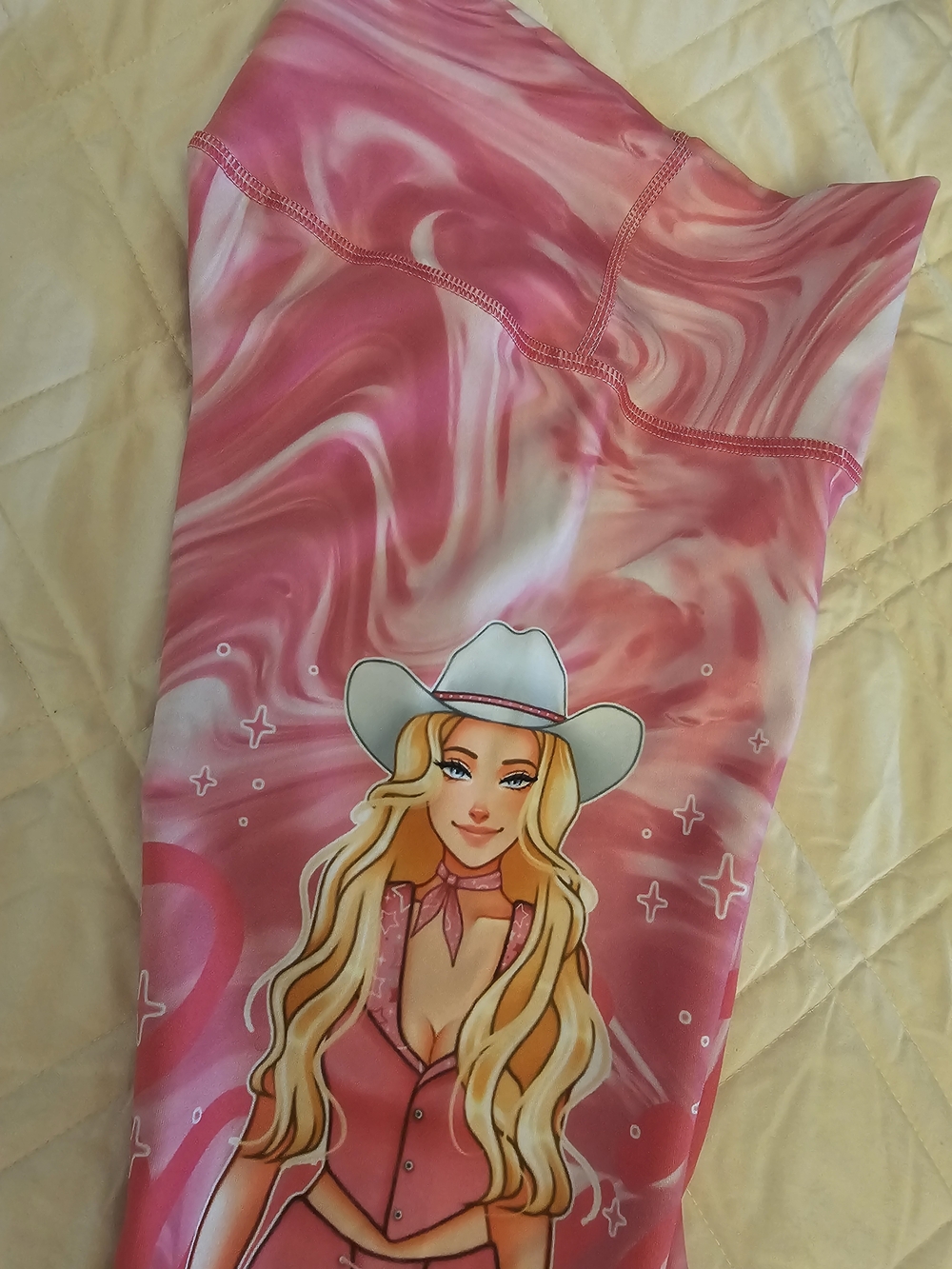 Pink Swirl Leggings and Top with BARBIE Cowgirl Graphic